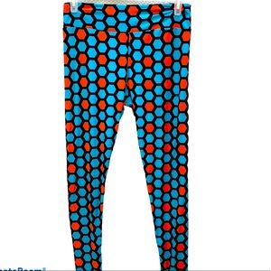 Lularoe TC Honeycomb Pattern Leggings blue orange